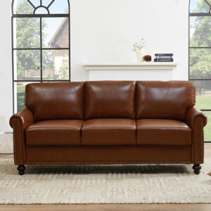 Faux Leather Sectional Sofa- Brown Day Night Furniture