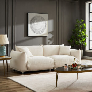 Mid Century Modern 3 Seater Sofa- Beige Day Night Furniture